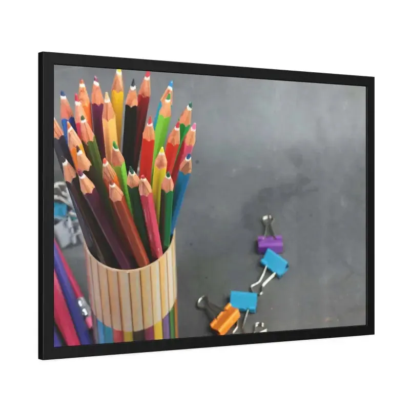Vibrant Color Pencils and Sleek Pencil Stand Poster