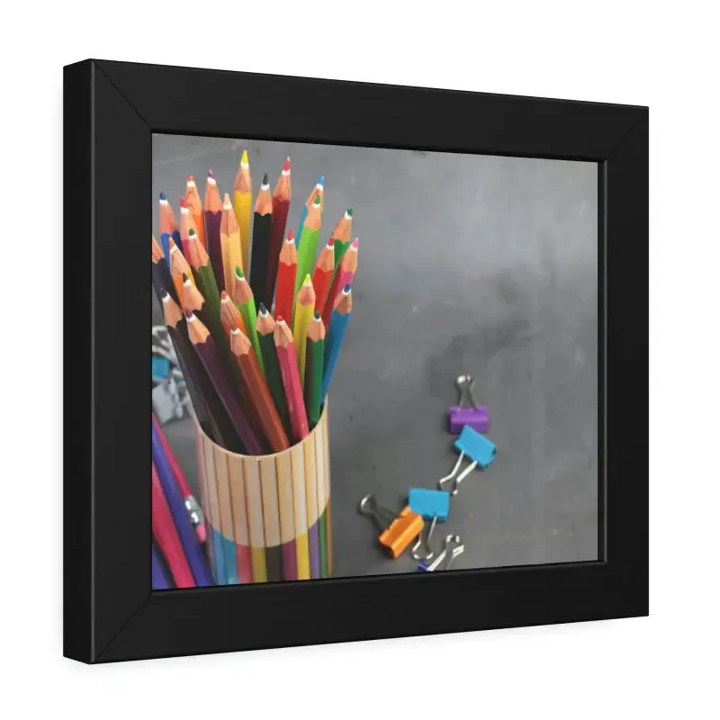 Vibrant Color Pencils and Sleek Pencil Stand Poster
