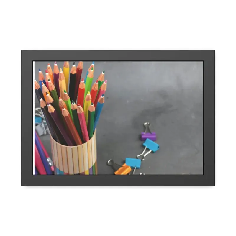 Vibrant Color Pencils and Sleek Pencil Stand Poster