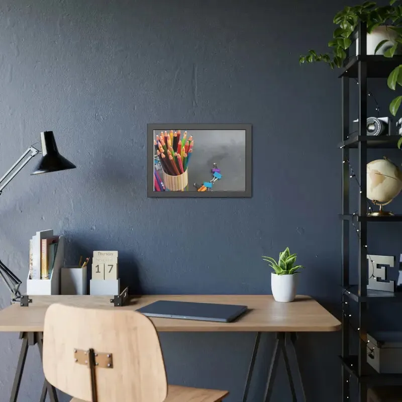 Vibrant Color Pencils and Sleek Pencil Stand Poster