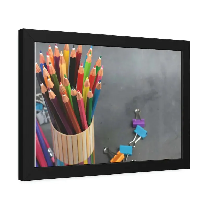 Vibrant Color Pencils and Sleek Pencil Stand Poster