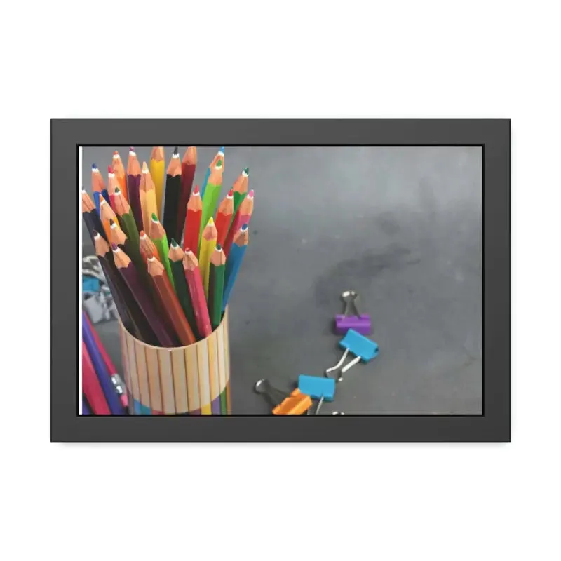 Vibrant Color Pencils and Sleek Pencil Stand Poster