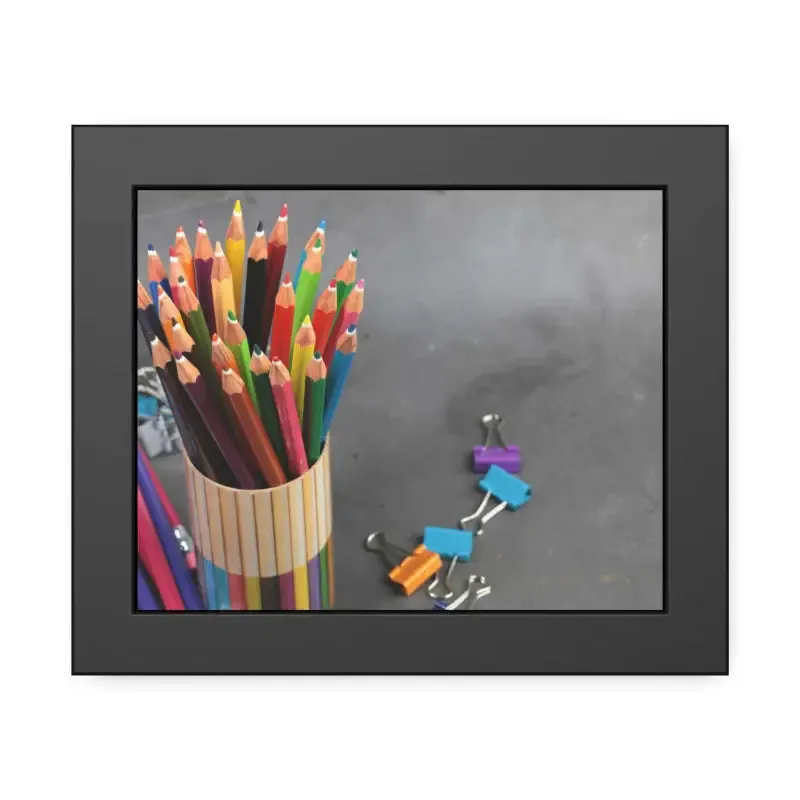 Vibrant Color Pencils and Sleek Pencil Stand Poster