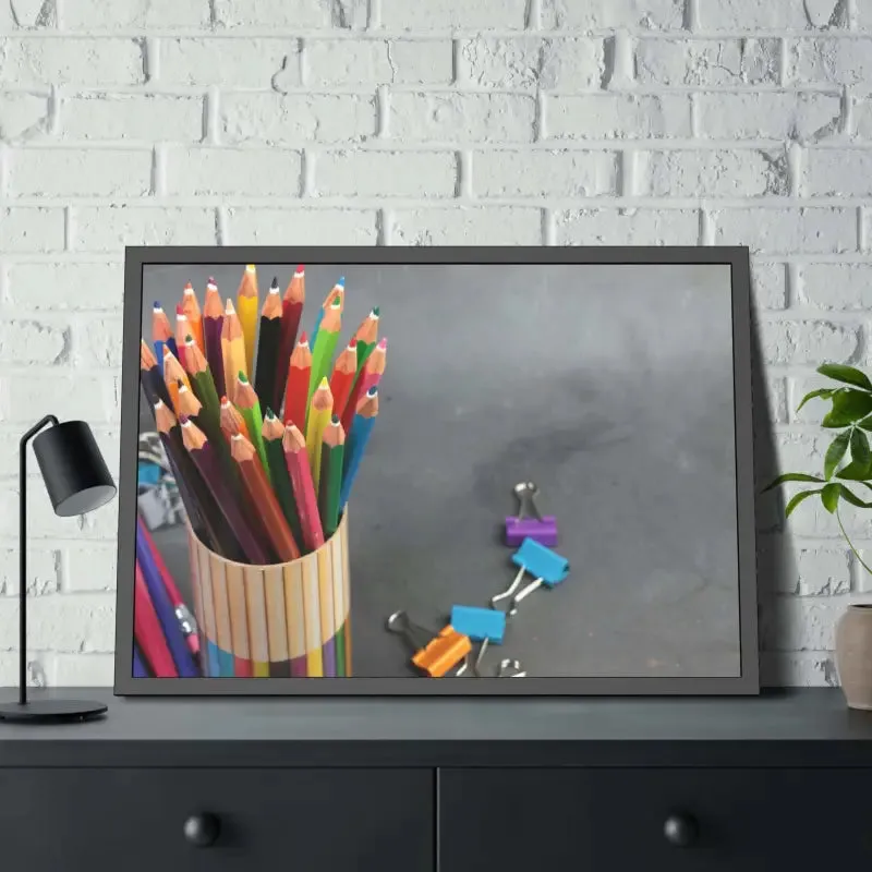 Vibrant Color Pencils and Sleek Pencil Stand Poster