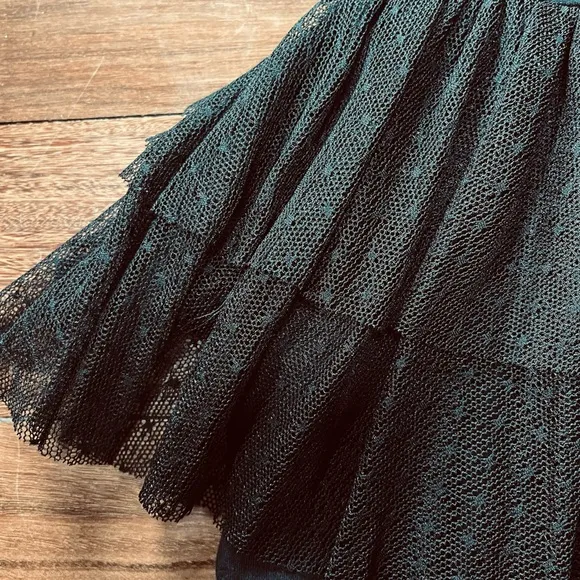 Vintage Betsey Johnson Black Mini Pencil Skirt with Ruffles