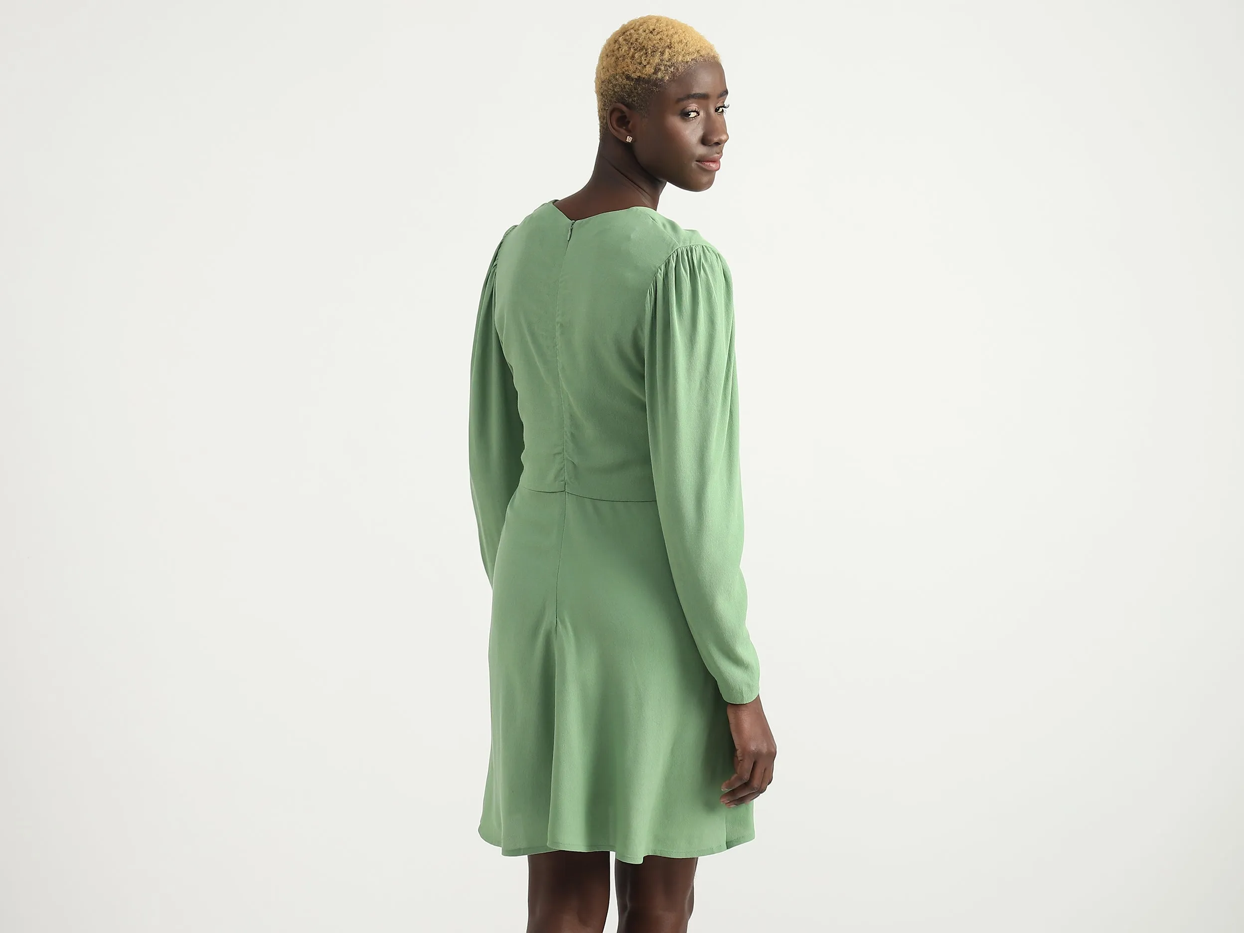 Viscose Solid V-Neck Women Dresses