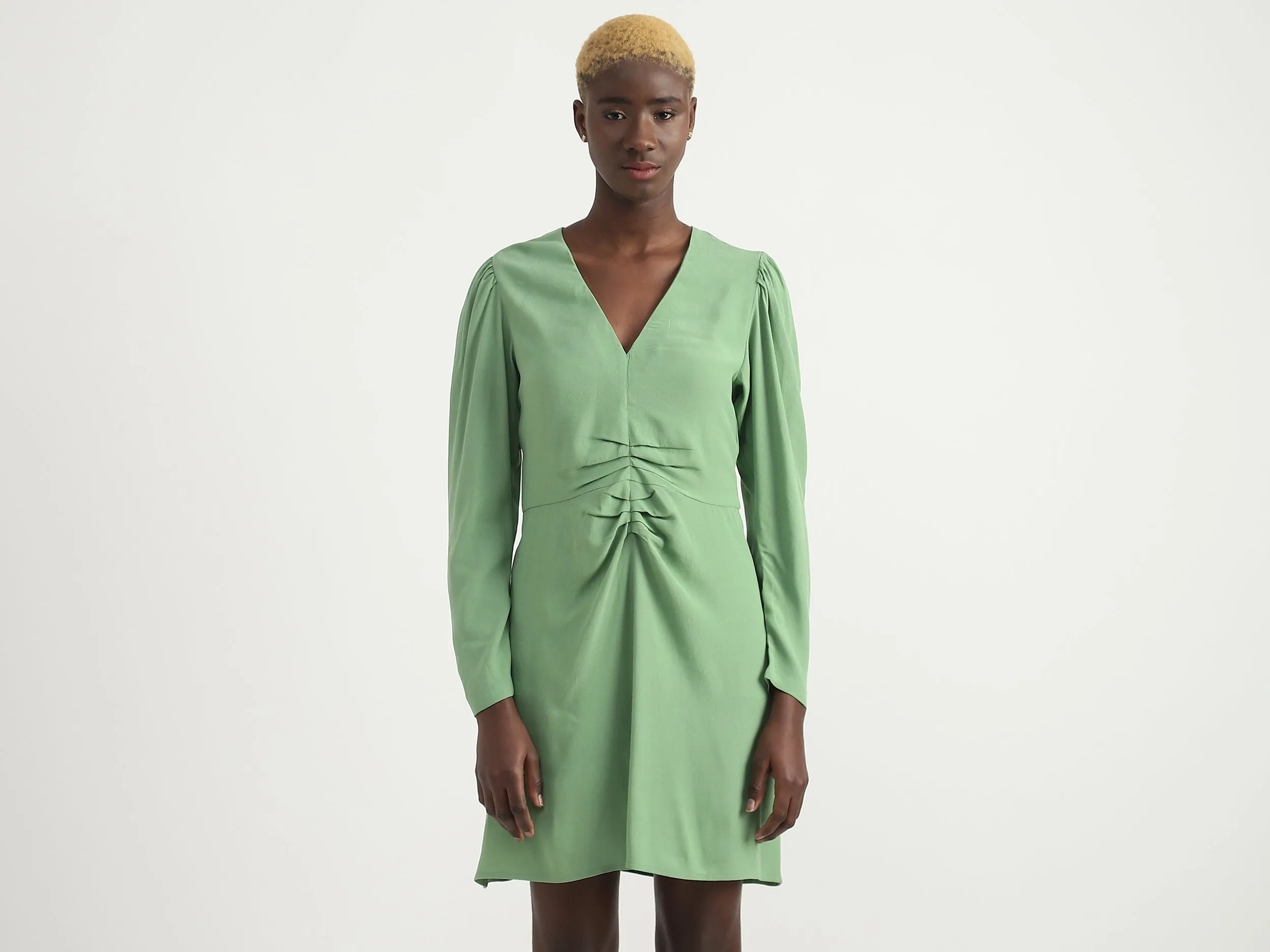 Viscose Solid V-Neck Women Dresses