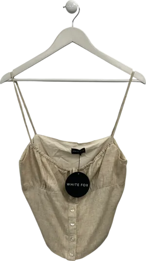 White Fox Beige Act The Part Linen Top UK XL