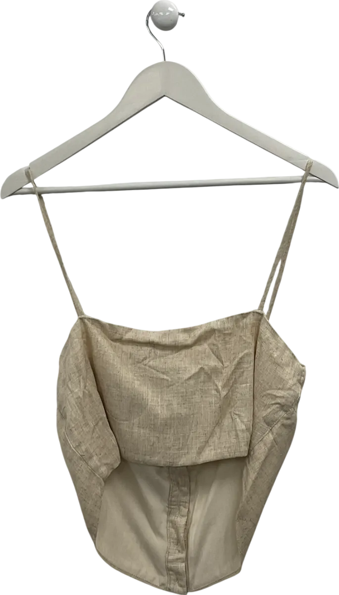 White Fox Beige Act The Part Linen Top UK XL