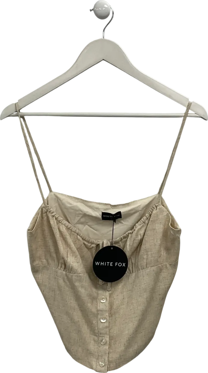 White Fox Beige Act The Part Linen Top UK XL