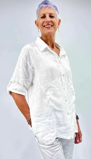 White Linen Pocket Shirt