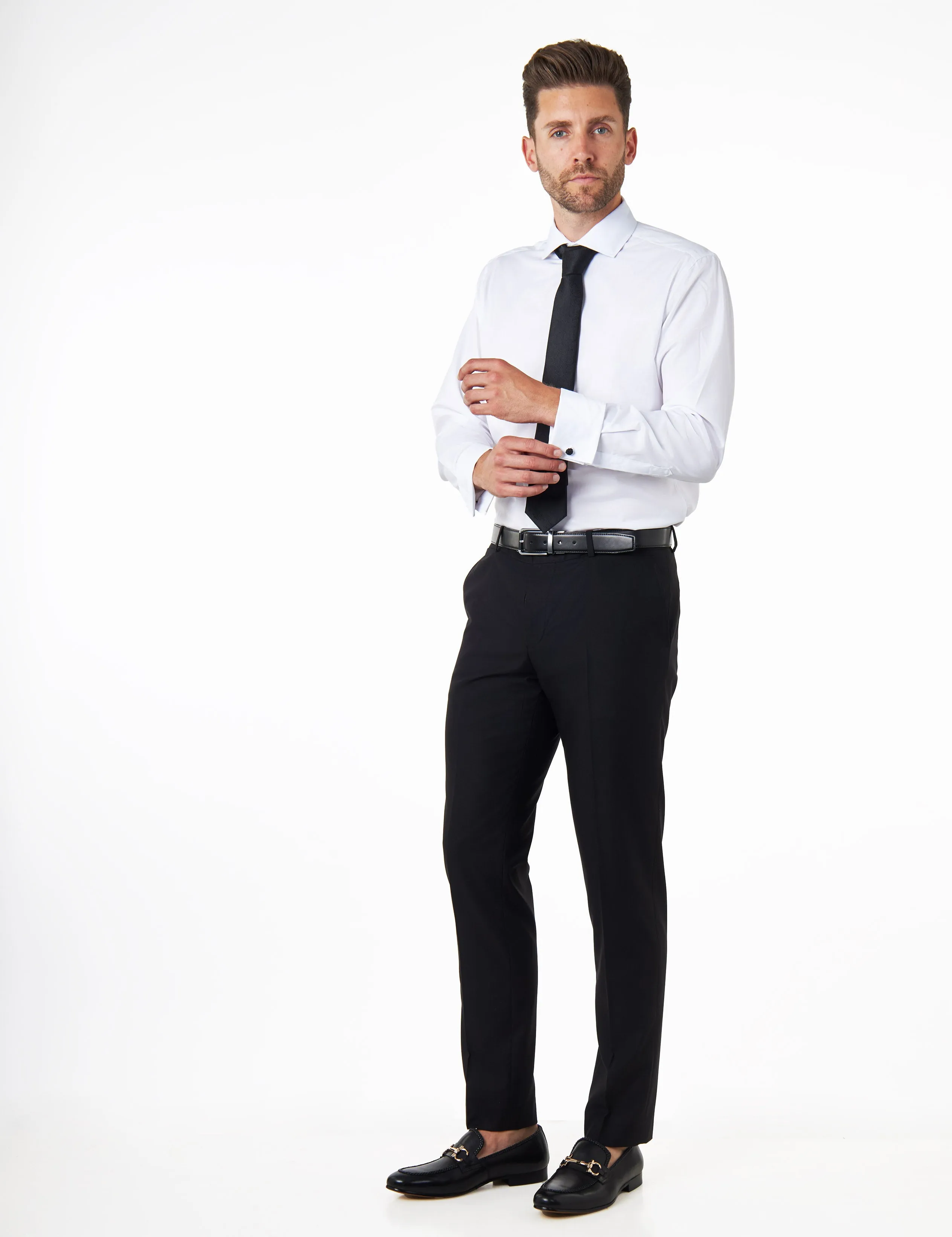 WHITE SHIRT WITH DOUBLE CUFFLINKS