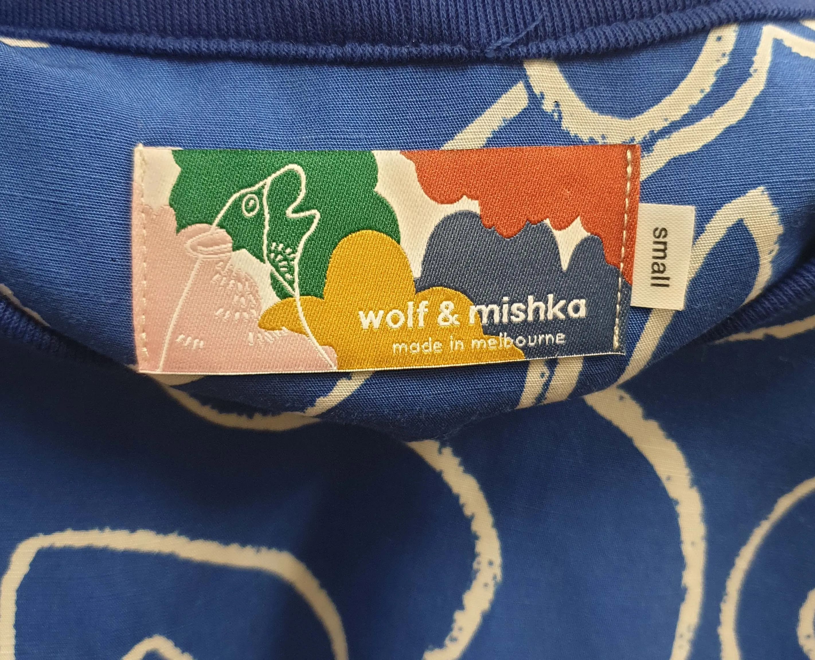 Wolf & Mishka blue print oversize top size S