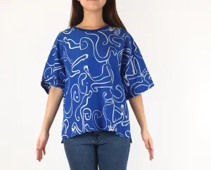 Wolf & Mishka blue print oversize top size S
