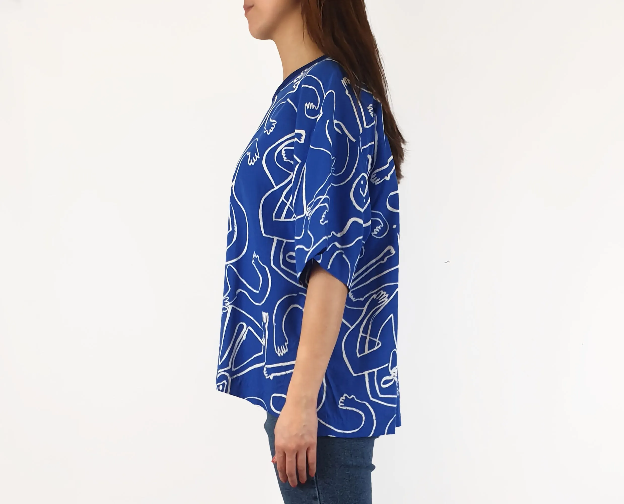 Wolf & Mishka blue print oversize top size S