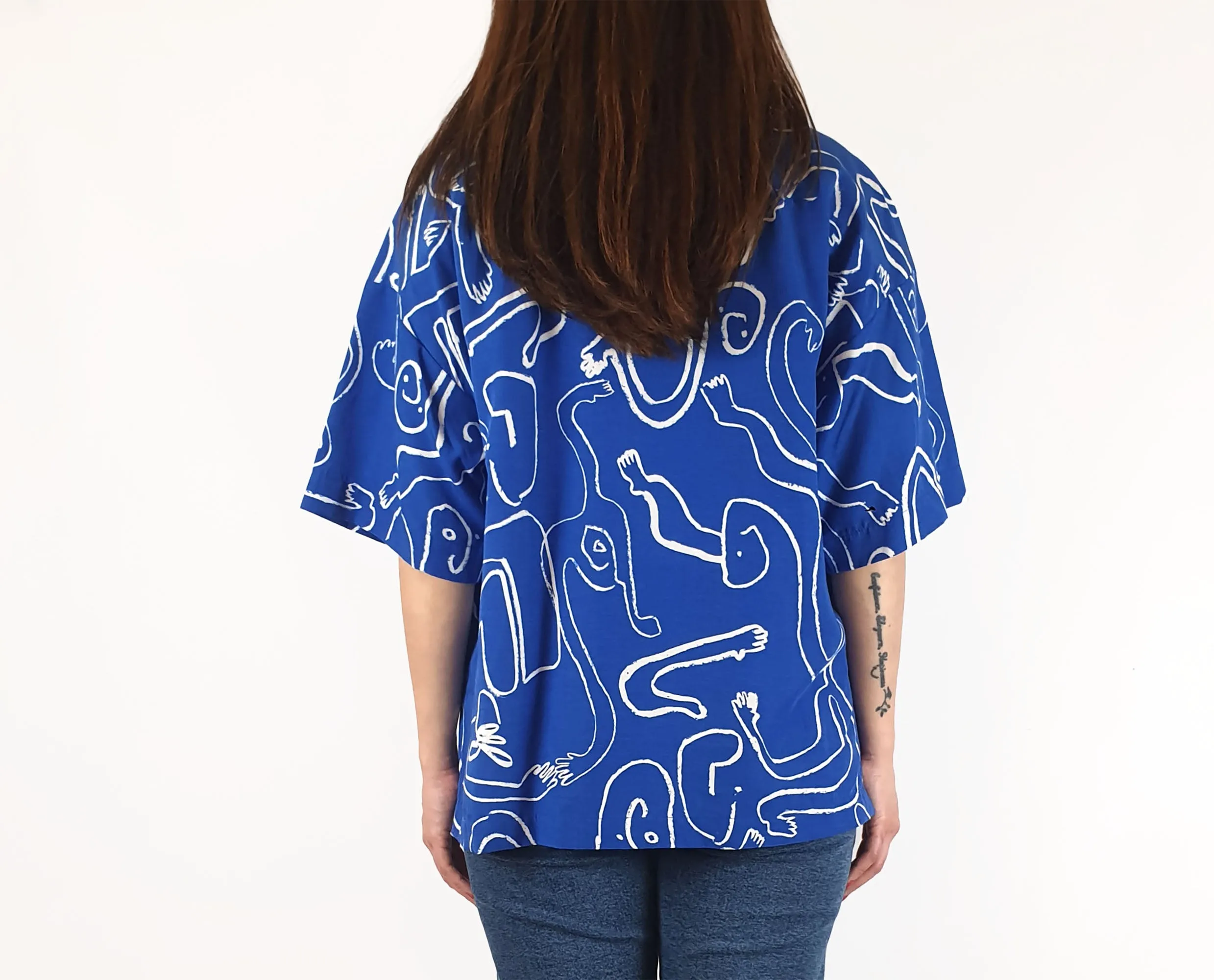 Wolf & Mishka blue print oversize top size S