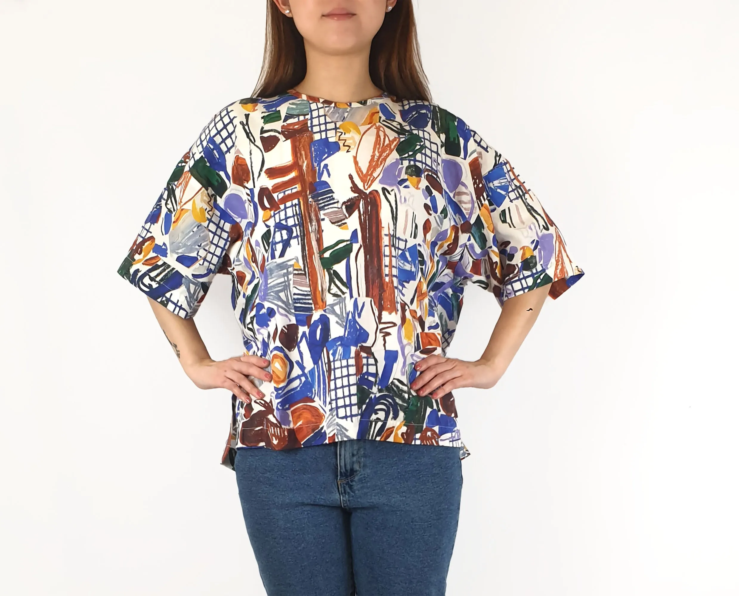Wolf & Mishka unique print oversize top size S