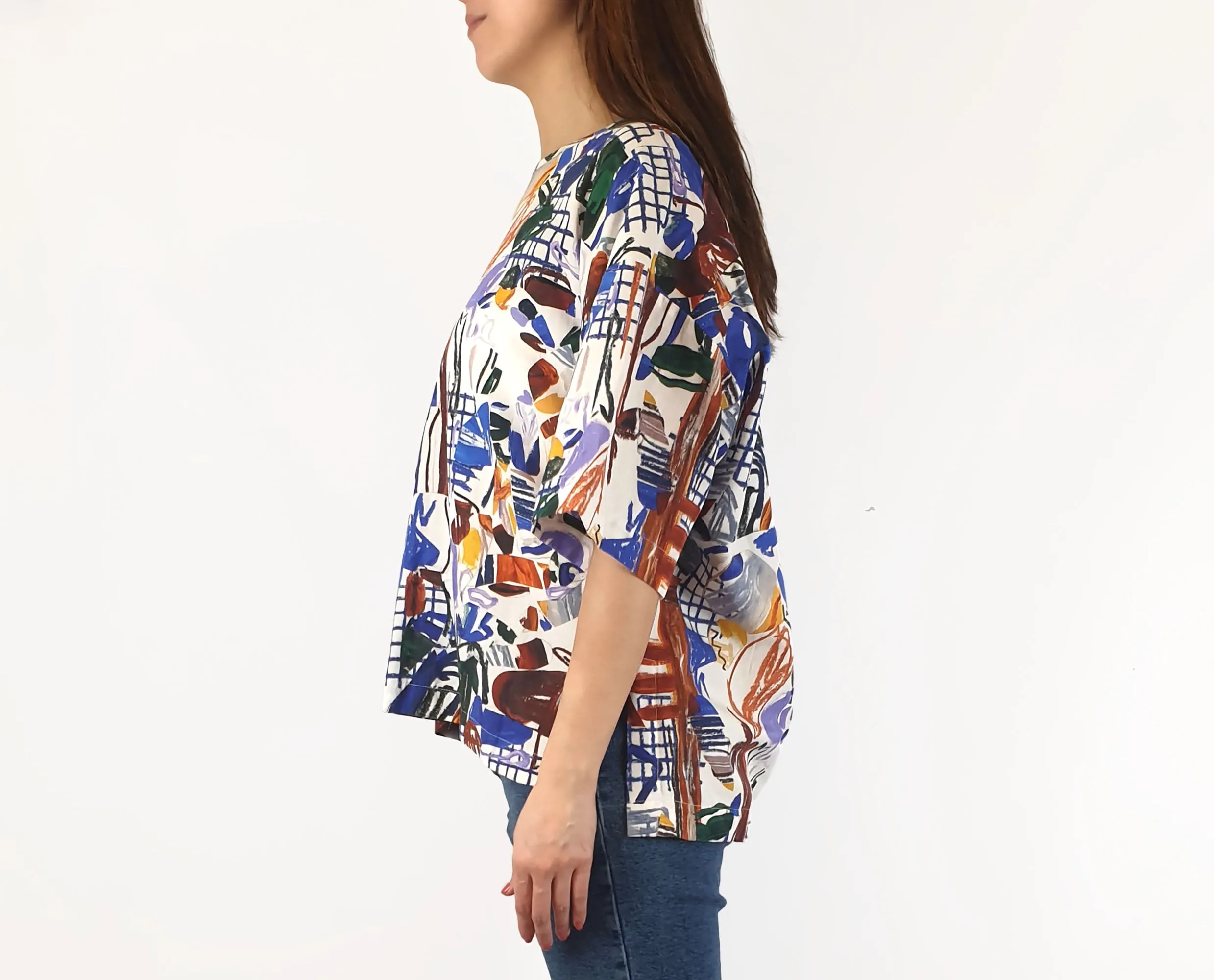 Wolf & Mishka unique print oversize top size S