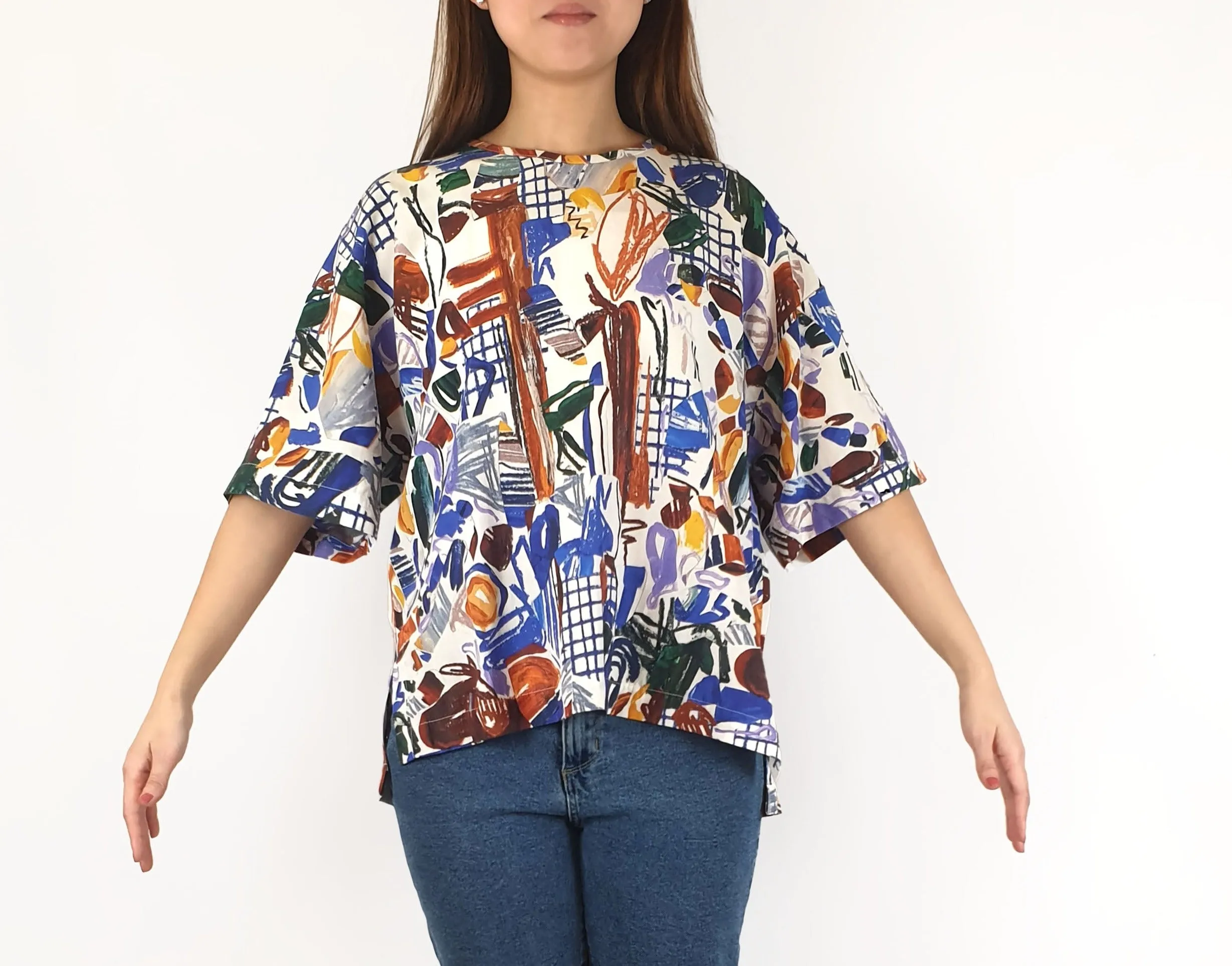 Wolf & Mishka unique print oversize top size S