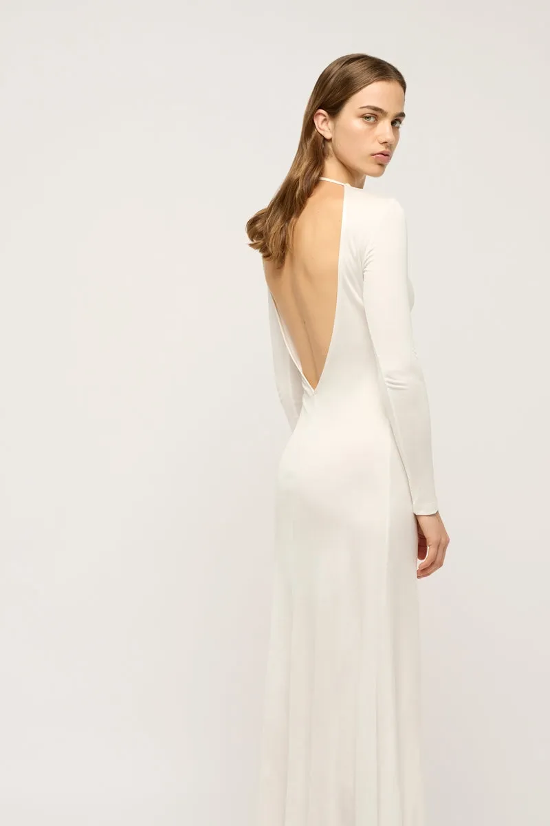 WOMANS REVERSE V NECK MAXI DRESS