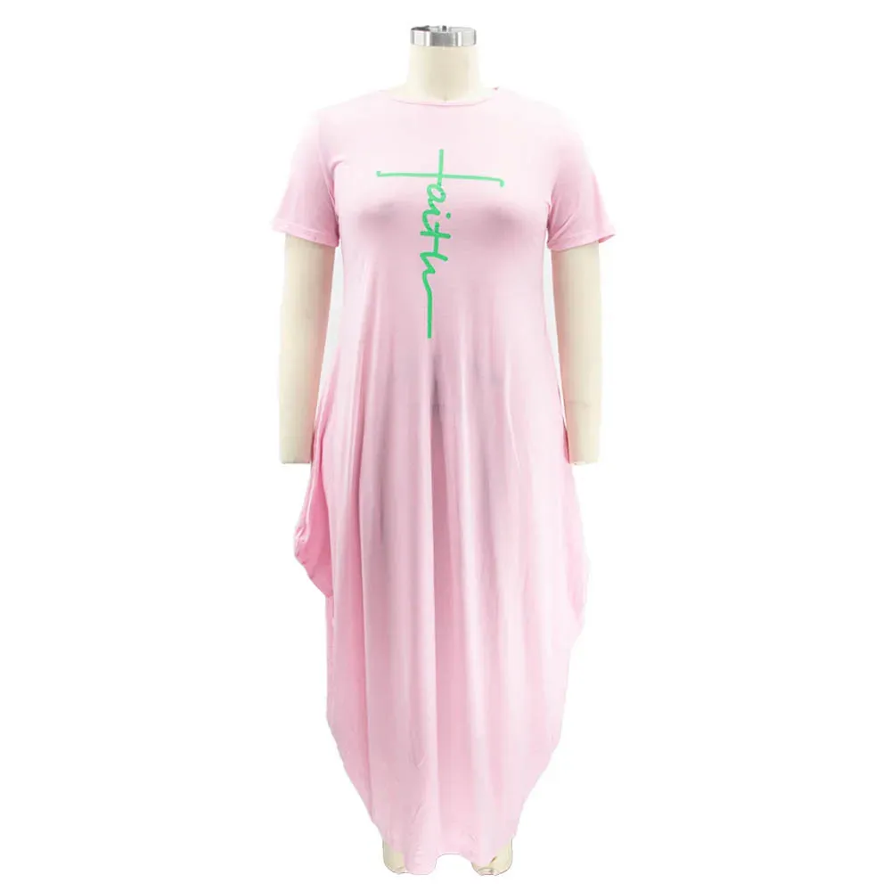 Women Dresses Summer 2021 Plus Size 5xl Wholesale Solid Casual Pockets Bodycon Super Stretchy Streetwear Maxi Dress Dropshipping