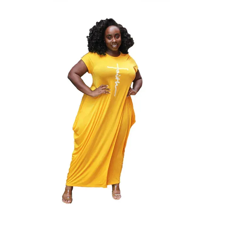 Women Dresses Summer 2021 Plus Size 5xl Wholesale Solid Casual Pockets Bodycon Super Stretchy Streetwear Maxi Dress Dropshipping