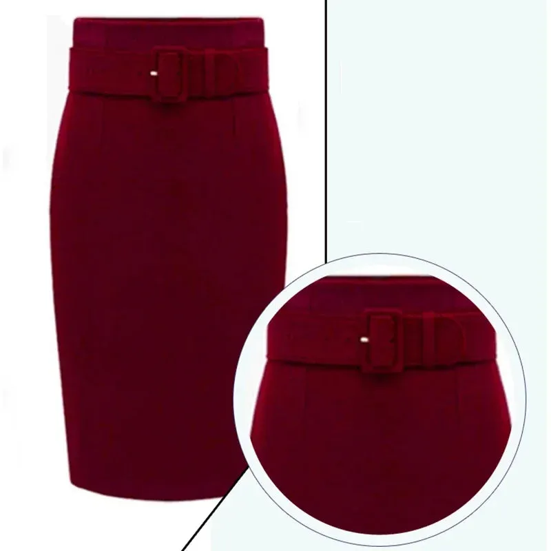 Women Fashion Style Knee Length Skirt Ladies Front Girl Pencil Skirts Female Skirts