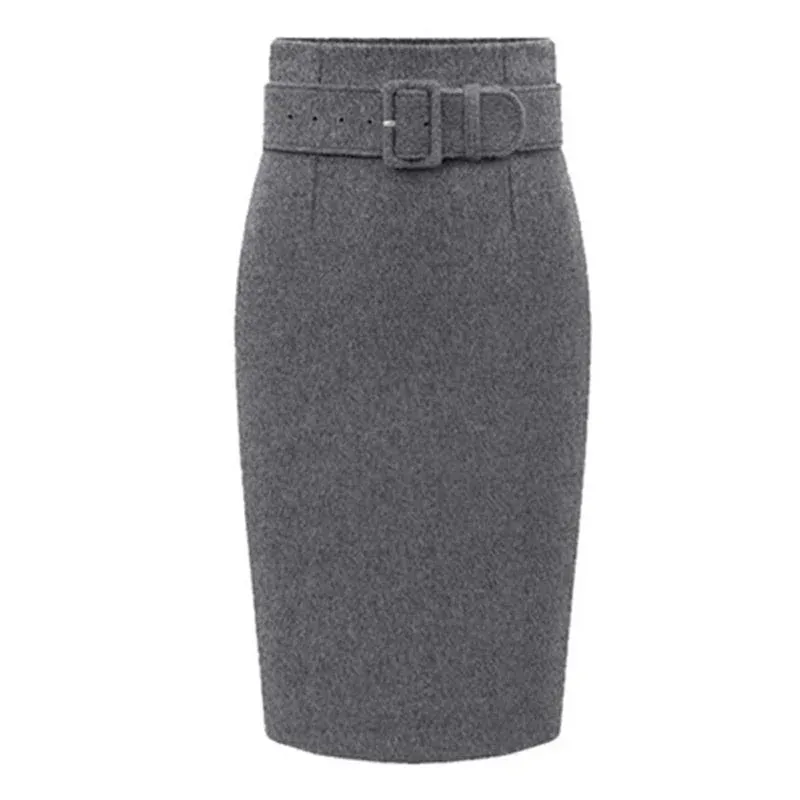 Women Fashion Style Knee Length Skirt Ladies Front Girl Pencil Skirts Female Skirts