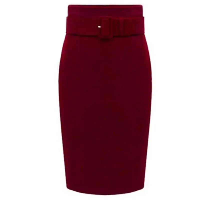 Women Fashion Style Knee Length Skirt Ladies Front Girl Pencil Skirts Female Skirts
