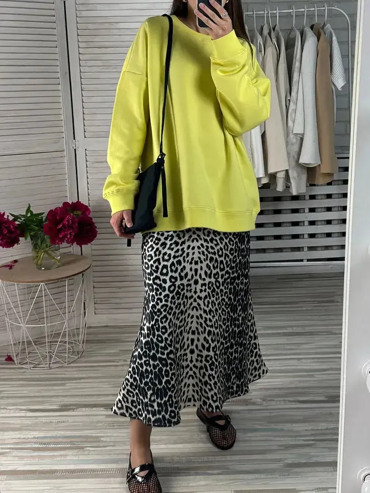 Women Sweatshirts No Hood Oversized Cotton Long Sleeve Tops Basic Solid O Neck Sweatshirts For Women Oversized Pullovers Spring