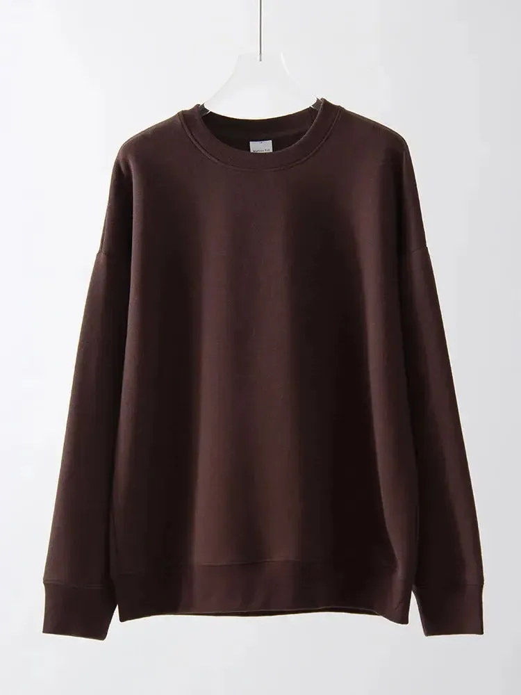 Women Sweatshirts No Hood Oversized Cotton Long Sleeve Tops Basic Solid O Neck Sweatshirts For Women Oversized Pullovers Spring