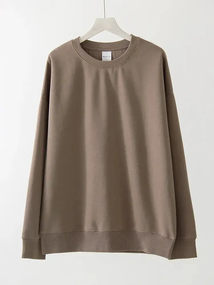 Women Sweatshirts No Hood Oversized Cotton Long Sleeve Tops Basic Solid O Neck Sweatshirts For Women Oversized Pullovers Spring