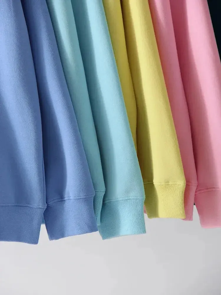 Women Sweatshirts No Hood Oversized Cotton Long Sleeve Tops Basic Solid O Neck Sweatshirts For Women Oversized Pullovers Spring
