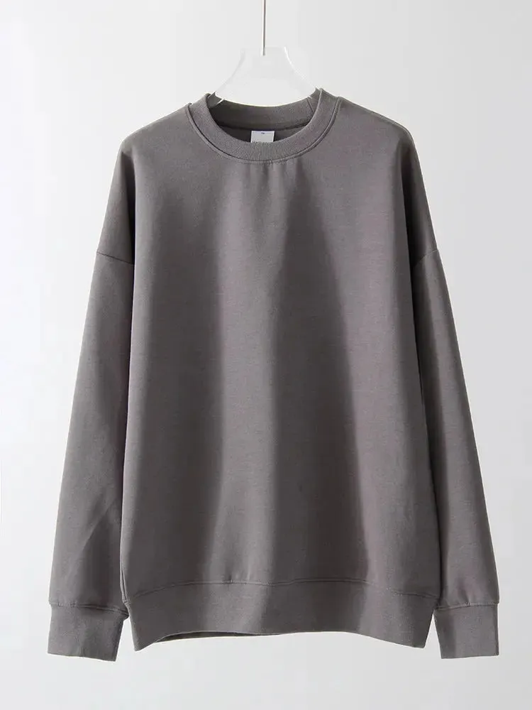 Women Sweatshirts No Hood Oversized Cotton Long Sleeve Tops Basic Solid O Neck Sweatshirts For Women Oversized Pullovers Spring