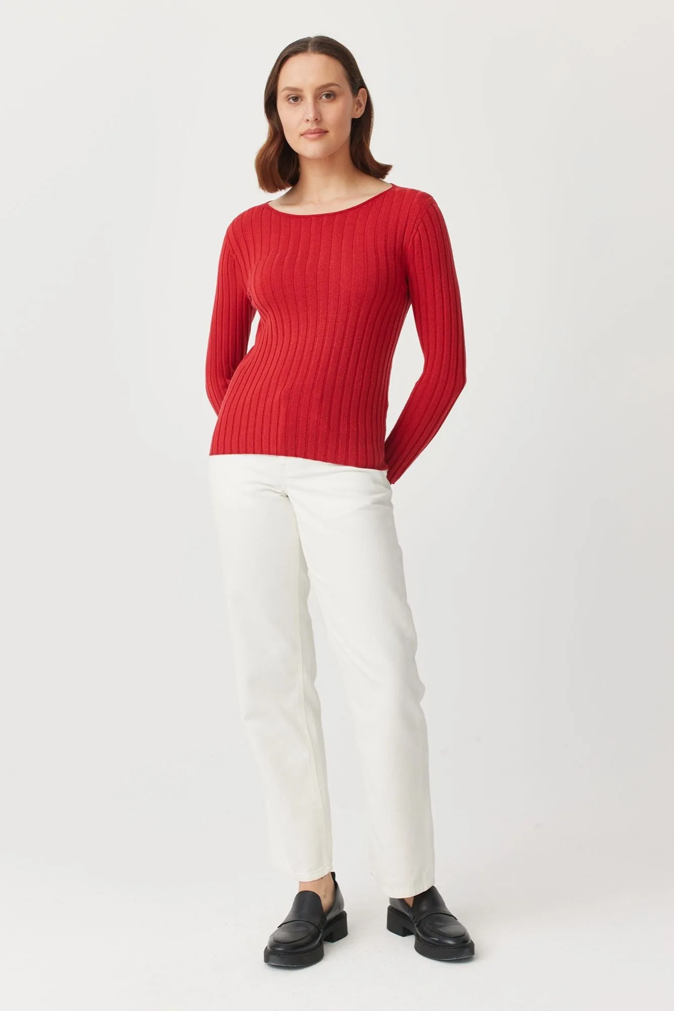 Womens Nami Rib Crew -Pomegranate-100063