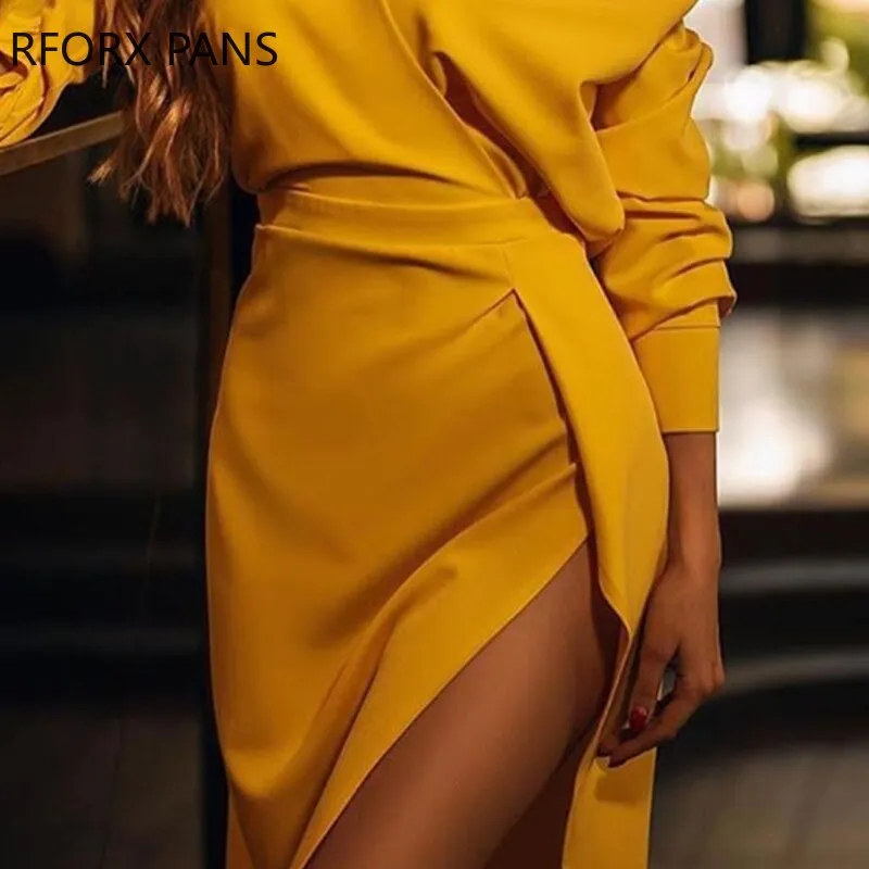 Women‘s V neck slit Dress