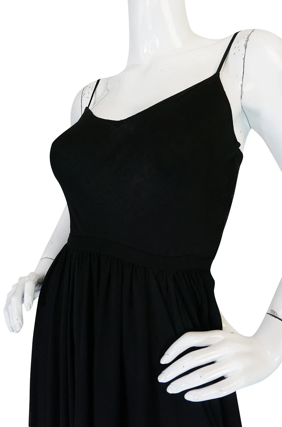 Wonderful c1974 Halston Black Bias Cut Silk Chiffon Dress