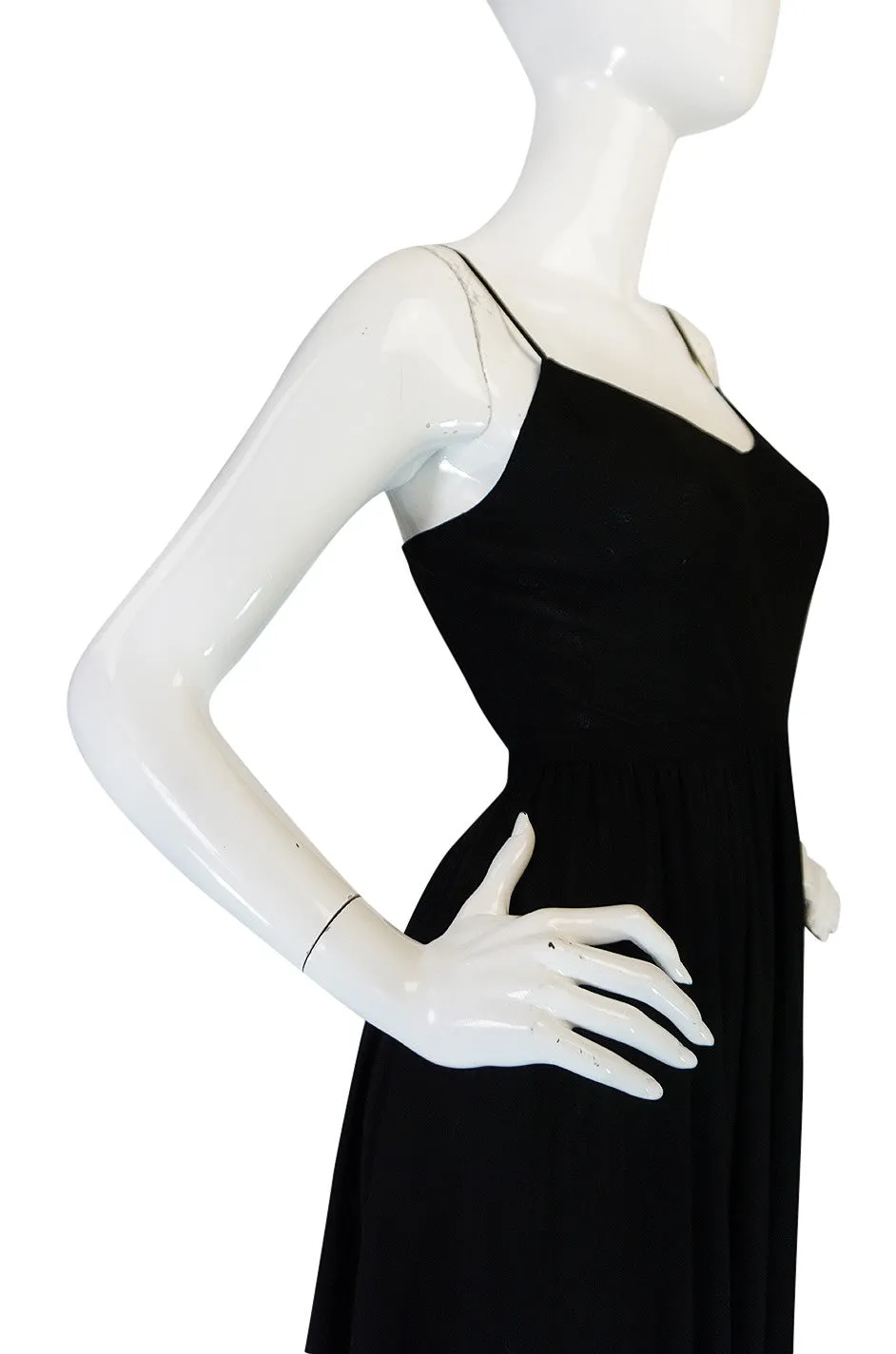 Wonderful c1974 Halston Black Bias Cut Silk Chiffon Dress