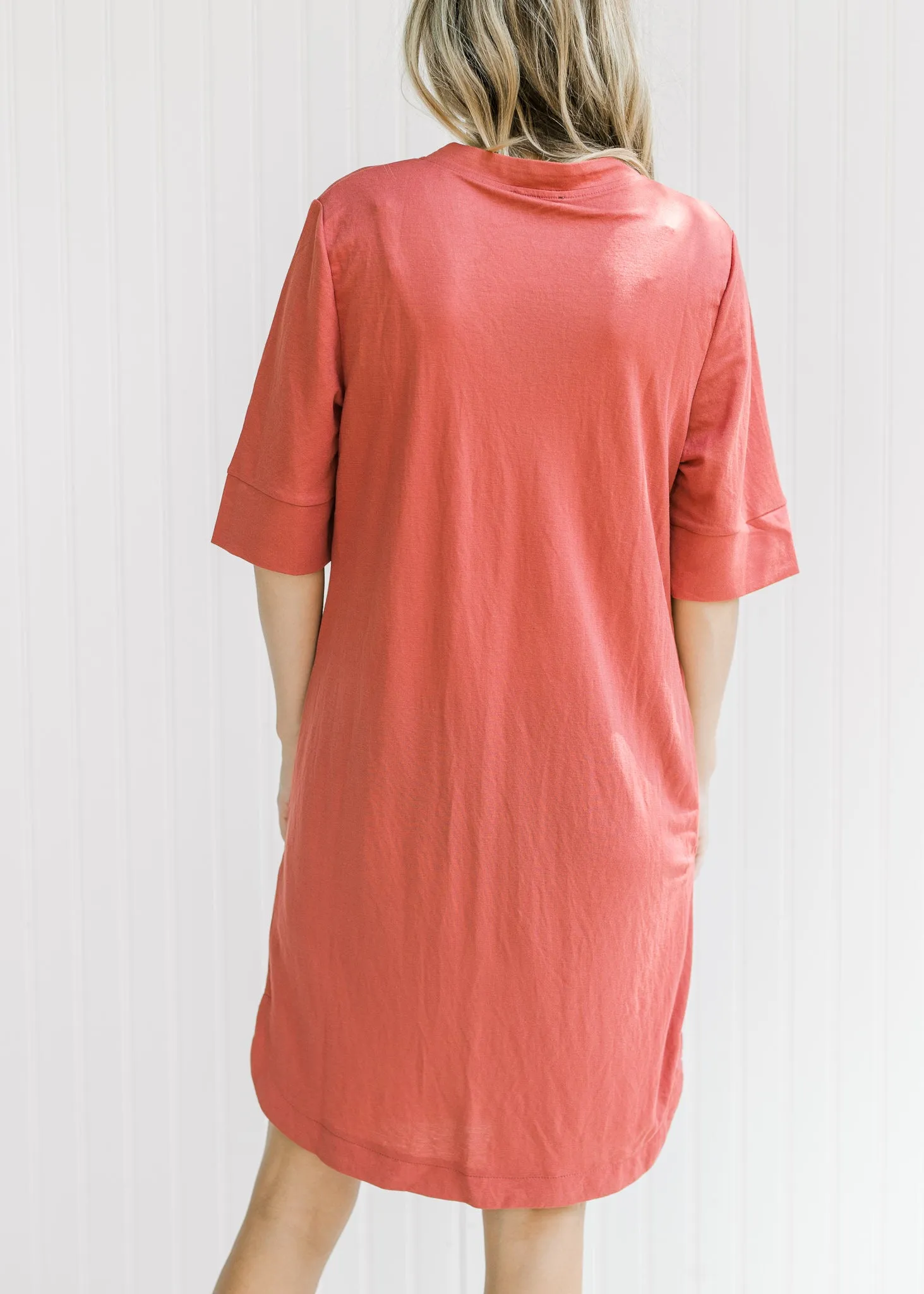 X Terracotta Notch Neck Dress