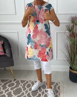 Xaviera® | Colorful casual long floral top