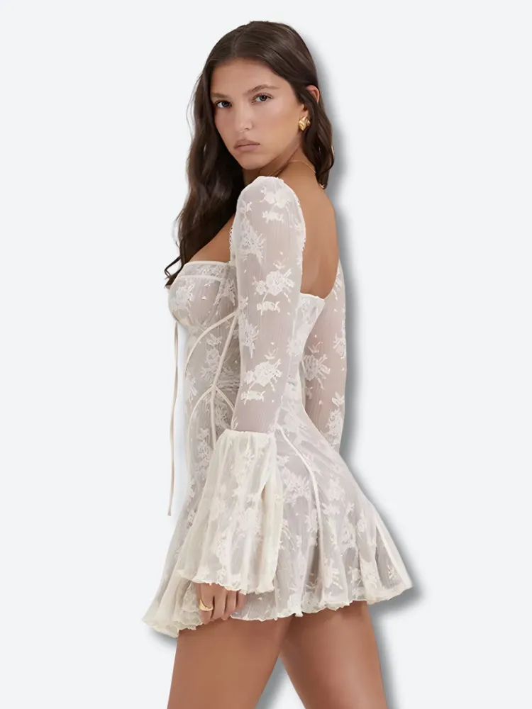Y2K Sweetheart Neckline Lace Mini Dress