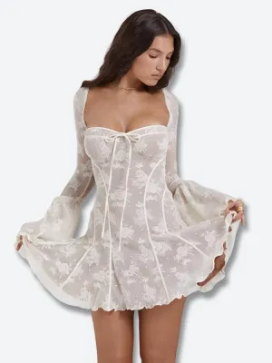 Y2K Sweetheart Neckline Lace Mini Dress