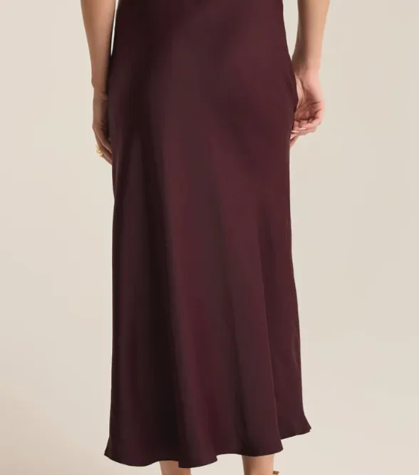 Z Supply Europa Poly Sheen Skirt in Berry Wine