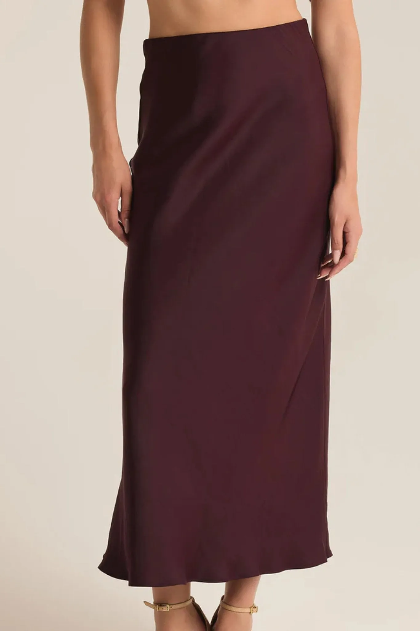 Z Supply: Europa Poly Sheen Skirt in Berry Wine
