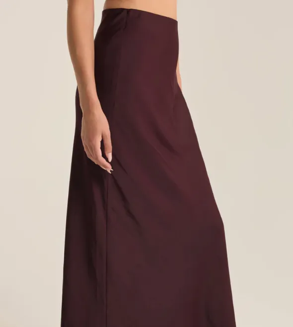 Z Supply Europa Poly Sheen Skirt in Berry Wine