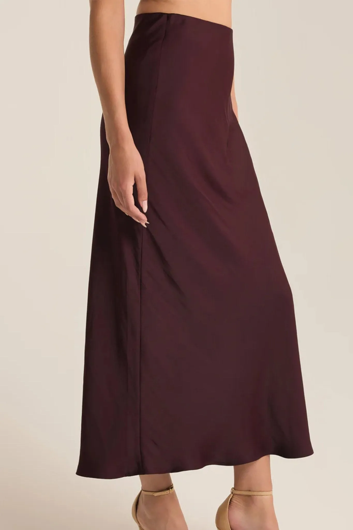 Z Supply: Europa Poly Sheen Skirt in Berry Wine