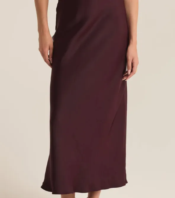 Z Supply Europa Poly Sheen Skirt in Berry Wine