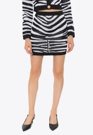 Zebra Print Mini Knit Skirt